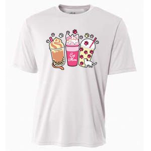 Cat Mom Paw Frappuccino Cute Cooling Performance Crew T-Shirt