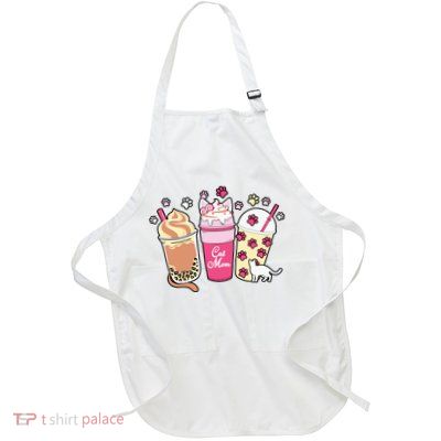 Cat Mom Paw Frappuccino Cute Full-Length Apron With Pockets