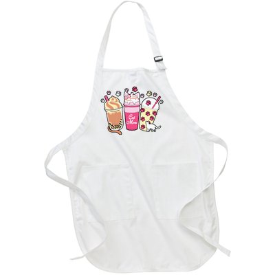 Cat Mom Paw Frappuccino Cute Full-Length Apron With Pockets