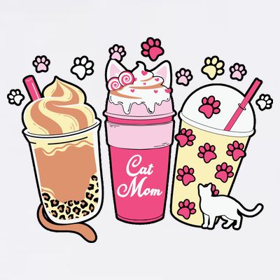 Cat Mom Paw Frappuccino Cute T-Shirt