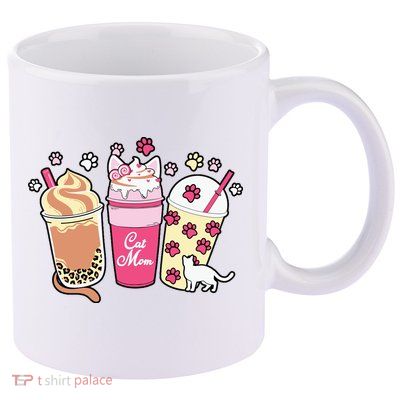 Cat Mom Paw Frappuccino Cute 11oz C Handle Ceramic Mug