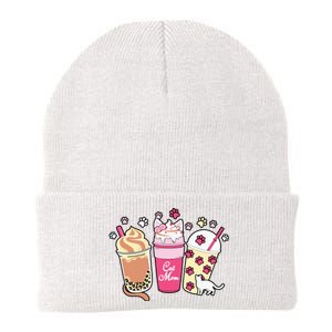 Cat Mom Paw Frappuccino Cute Knit Cap Winter Beanie