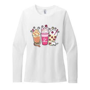 Cat Mom Paw Frappuccino Cute Womens CVC Long Sleeve Shirt