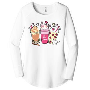 Cat Mom Paw Frappuccino Cute Women's Perfect Tri Tunic Long Sleeve Shirt