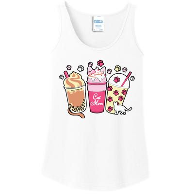 Cat Mom Paw Frappuccino Cute Ladies Essential Tank