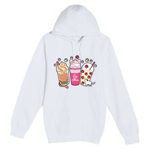 Cat Mom Paw Frappuccino Cute Premium Pullover Hoodie