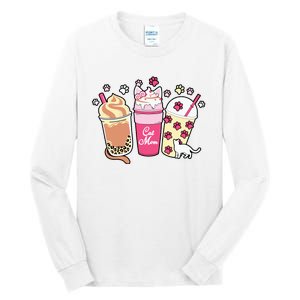 Cat Mom Paw Frappuccino Cute Tall Long Sleeve T-Shirt