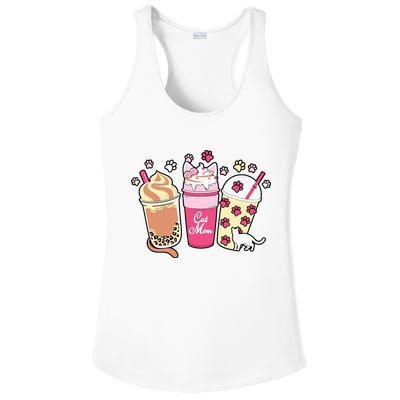 Cat Mom Paw Frappuccino Cute Ladies PosiCharge Competitor Racerback Tank