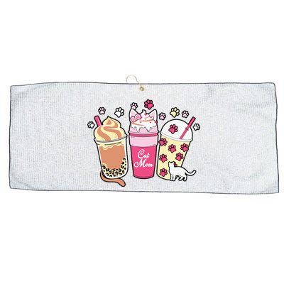 Cat Mom Paw Frappuccino Cute Large Microfiber Waffle Golf Towel