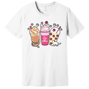 Cat Mom Paw Frappuccino Cute Premium T-Shirt