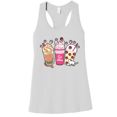 Cat Mom Paw Frappuccino Cute Women's Racerback Tank