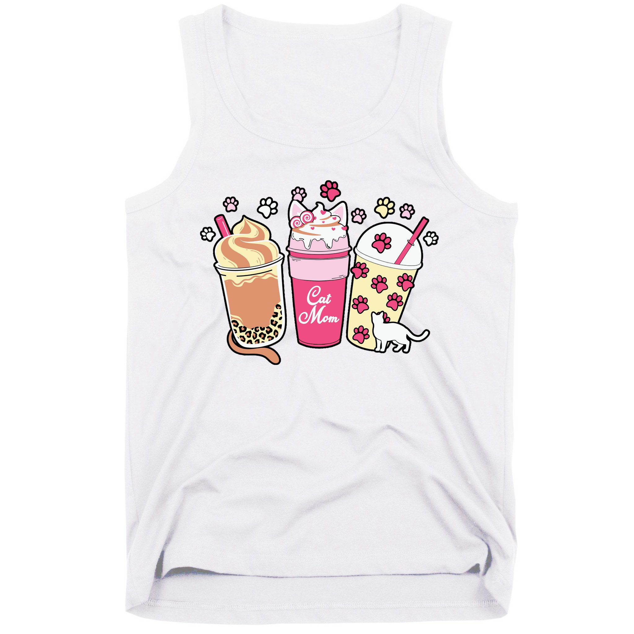 Cat Mom Paw Frappuccino Cute Tank Top
