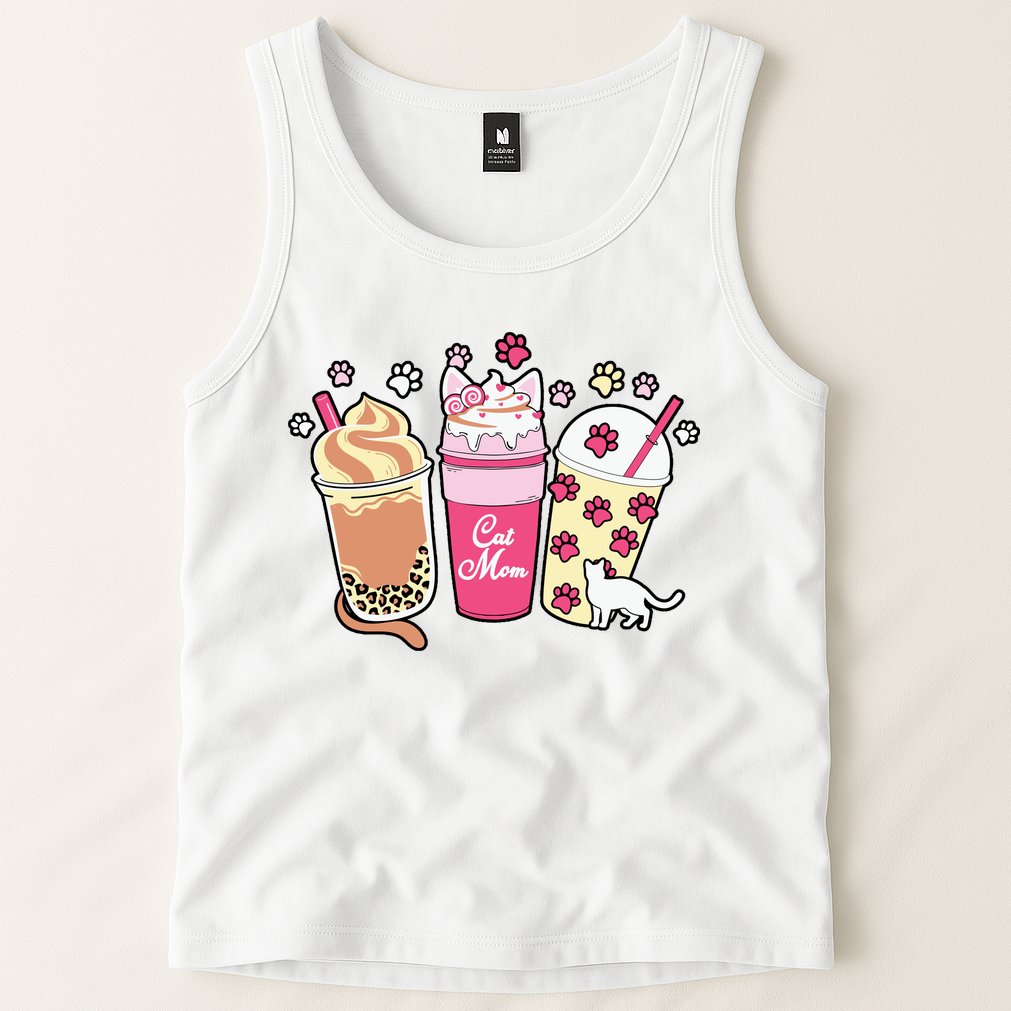 Cat Mom Paw Frappuccino Cute Tank Top