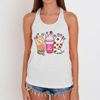 Cat Mom Paw Frappuccino Cute Women's Knotted Racerback Tank