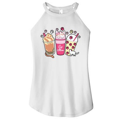 Cat Mom Paw Frappuccino Cute Women’s Perfect Tri Rocker Tank