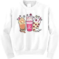 Cat Mom Paw Frappuccino Cute Kids Sweatshirt