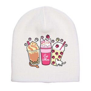 Cat Mom Paw Frappuccino Cute Short Acrylic Beanie