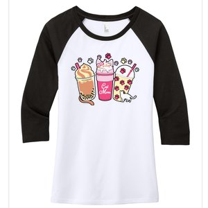 Cat Mom Paw Frappuccino Cute Women's Tri-Blend 3/4-Sleeve Raglan Shirt