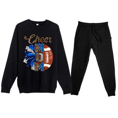 Cheer Mom Pom Pom Football Premium Crewneck Sweatsuit Set