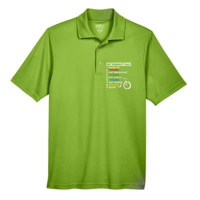 Cyclists My Perfect Day Mountain Biking Cycling Day Plan Gift Men's Origin Performance Piqué Polo