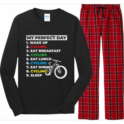 Cyclists My Perfect Day Mountain Biking Cycling Day Plan Gift Long Sleeve Pajama Set