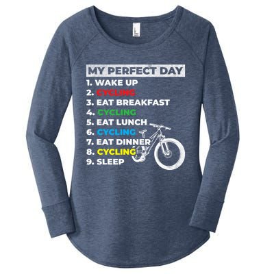 Cyclists My Perfect Day Mountain Biking Cycling Day Plan Gift Women's Perfect Tri Tunic Long Sleeve Shirt