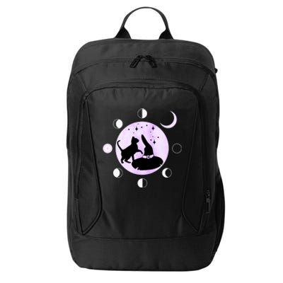 Cat Moon Phases Cute Gift Black Cat Moon Gift Witch Great Gift City Backpack