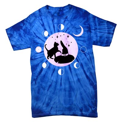 Cat Moon Phases Cute Gift Black Cat Moon Gift Witch Great Gift Tie-Dye T-Shirt