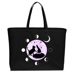 Cat Moon Phases Cute Gift Black Cat Moon Gift Witch Great Gift Cotton Canvas Jumbo Tote