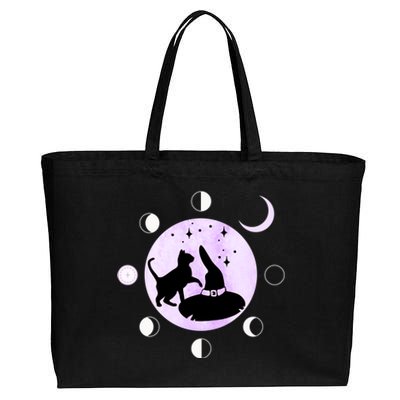 Cat Moon Phases Cute Gift Black Cat Moon Gift Witch Great Gift Cotton Canvas Jumbo Tote