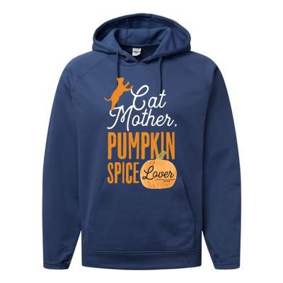 Cat Mother Pumpkin Spice Lover Cute Fall Mom Gift Performance Fleece Hoodie