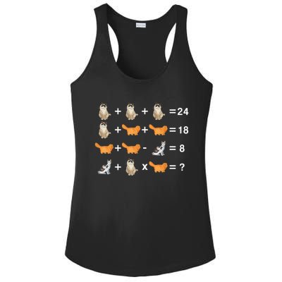 Cat Math Puzzle Ladies PosiCharge Competitor Racerback Tank