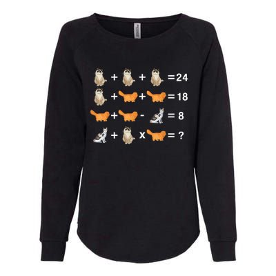 Cat Math Puzzle Womens California Wash Sweatshirt