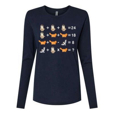 Cat Math Puzzle Womens Cotton Relaxed Long Sleeve T-Shirt