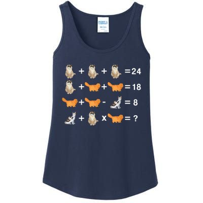 Cat Math Puzzle Ladies Essential Tank