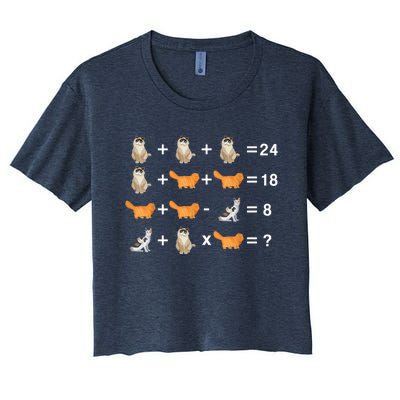 Cat Math Puzzle Women's Crop Top Tee