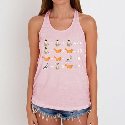 Cat Math Puzzle Women's Knotted Racerback Tank