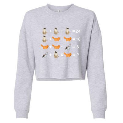 Cat Math Puzzle Cropped Pullover Crew