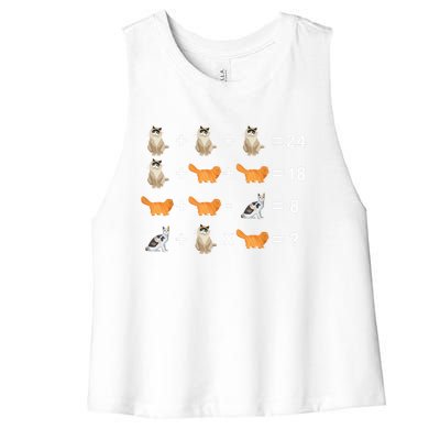 Cat Math Puzzle Women's Racerback Cropped Tank