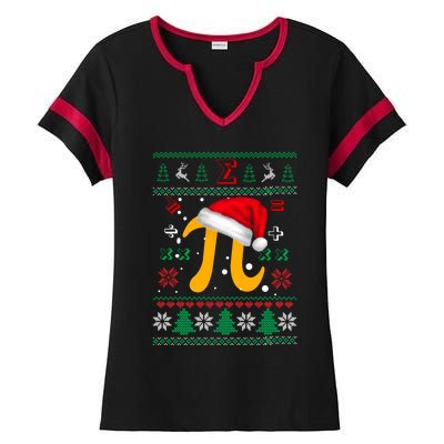 Christmas Math Pi Santa Hat Costume Xmas Ugly Teacher Funny Gift Funny Gift Ladies Halftime Notch Neck Tee