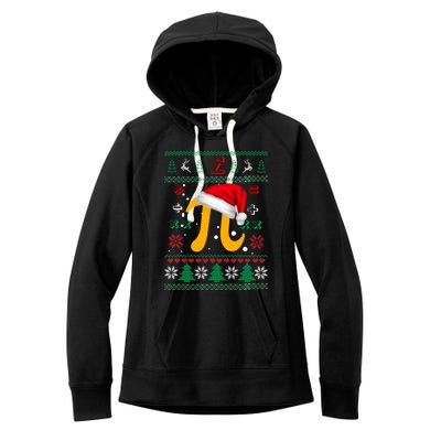 Christmas Math Pi Santa Hat Costume Xmas Ugly Teacher Funny Gift Funny Gift Women's Fleece Hoodie