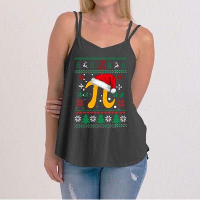 Christmas Math Pi Santa Hat Costume Xmas Ugly Teacher Funny Gift Funny Gift Women's Strappy Tank