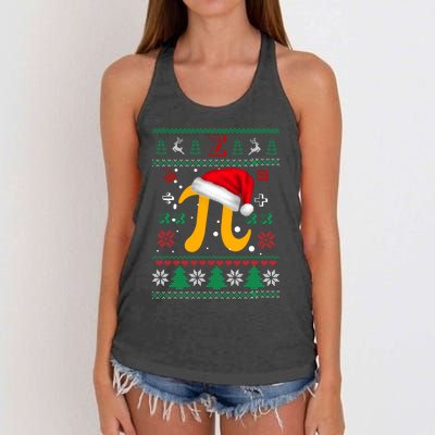 Christmas Math Pi Santa Hat Costume Xmas Ugly Teacher Funny Gift Funny Gift Women's Knotted Racerback Tank