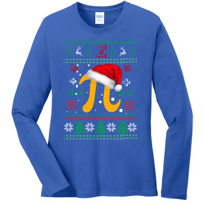 Christmas Math Pi Santa Hat Costume Xmas Ugly Teacher Funny Gift Funny Gift Ladies Long Sleeve Shirt