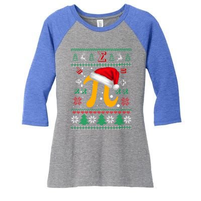 Christmas Math Pi Santa Hat Costume Xmas Ugly Teacher Funny Gift Funny Gift Women's Tri-Blend 3/4-Sleeve Raglan Shirt