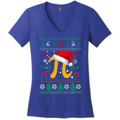 Christmas Math Pi Santa Hat Costume Xmas Ugly Teacher Funny Gift Funny Gift Women's V-Neck T-Shirt