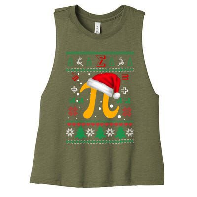 Christmas Math Pi Santa Hat Costume Xmas Ugly Teacher Funny Gift Funny Gift Women's Racerback Cropped Tank