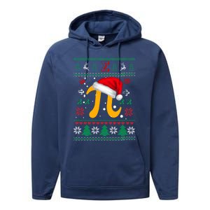 Christmas Math Pi Santa Hat Costume Xmas Ugly Teacher Funny Gift Funny Gift Performance Fleece Hoodie