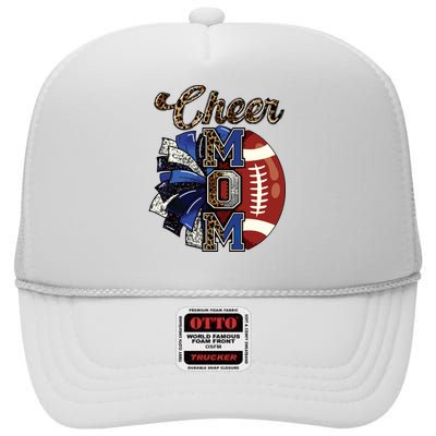 Cheer Mom Pom Pom Football High Crown Mesh Back Trucker Hat