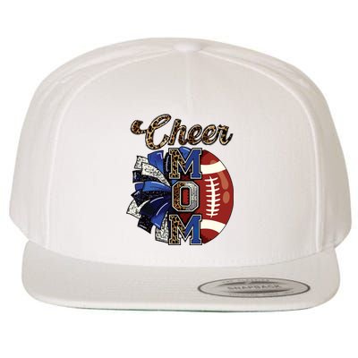 Cheer Mom Pom Pom Football Wool Snapback Cap